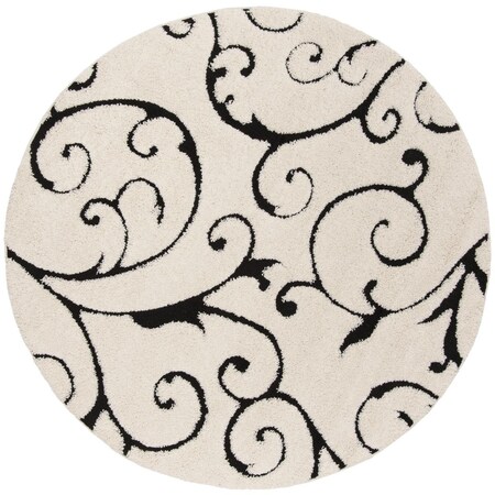 Safavieh 6 ft. - 7 in. x 6 ft. - 7 in. Shag Power Loomed Area Rug, Ivory and Black SG455-1290-7SQ